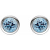 14K White Natural Aquamarine Bezel-Set Earrings