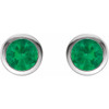 14K White Lab-Grown Emerald Bezel-Set Earrings