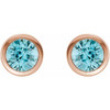 14 Karat Rose Gold Natural Blue Zircon Bezel Set Earrings |$825