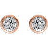 14 Karat Rose Gold Natural White Gold Sapphire Bezel Set Earrings |$1068