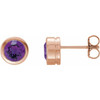 14 Karat Rose Gold Natural Amethyst Bezel Set Earrings |$673