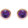 14 Karat Rose Gold Natural Amethyst Bezel Set Earrings |$673