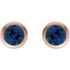 14 Karat Rose Gold Lab Grown Blue Sapphire Bezel Set Earrings |$840
