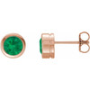 14 Karat Rose Gold Natural Emerald Bezel Set Earrings |$3956