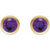 14K Yellow Natural Amethyst Bezel-Set Earrings