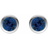 14K White Lab-Grown Blue Sapphire Bezel-Set Earrings