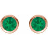 14 Karat Rose Gold Lab Grown Emerald Bezel Set Earrings |$776