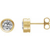 14K Yellow Natural White Sapphire Bezel-Set Earrings
