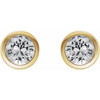 14K Yellow Natural White Sapphire Bezel-Set Earrings