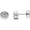 Platinum Natural White Sapphire Bezel-Set Earrings