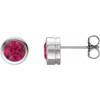 14K White Lab-Grown Ruby Bezel-Set Earrings
