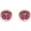 14K Rose Natural Pink Tourmaline Bezel-Set Earrings