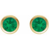 14K Yellow Lab-Grown Emerald Bezel-Set Earrings