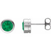 Sterling Silver Natural Emerald Bezel-Set Earrings
