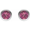 Sterling Silver Natural Pink Tourmaline Bezel-Set Earrings