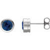 Platinum Lab Grown Blue Sapphire Bezel Set Earrings |$972