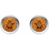 14K White Natural Citrine Bezel-Set Earrings