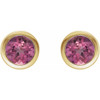 14K Yellow Natural Pink Tourmaline Bezel-Set Earrings