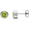 Sterling Silver Natural Peridot Bezel Set Earrings |$272