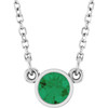 Rhodium to Plated Sterling Silver Lab Grown Emerald Solitaire Necklace 16 Inch - $248