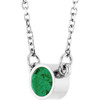 Rhodium to Plated Sterling Silver Lab Grown Emerald Solitaire Necklace 16 Inch - $248
