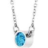 Rhodium to Plated Sterling Silver Natural Blue Zircon Solitaire Necklace 16 Inch - $216