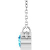 Rhodium to Plated Sterling Silver Natural Blue Zircon Solitaire Necklace 16 Inch - $216