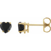 14K Yellow Natural Onyx Heart Earrings
