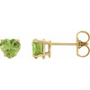 14K Yellow Natural Peridot Heart Earrings