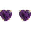 14K Yellow Natural Amethyst Heart Earrings