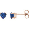 14 Karat Rose Gold Lab Grown Blue Sapphire Heart Earrings |$494