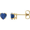 14K Yellow Lab-Grown Blue Sapphire Heart Earrings