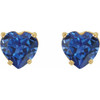 14K Yellow Lab-Grown Blue Sapphire Heart Earrings