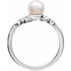 14K White Cultured White Akoya Pearl Ring 