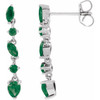 14K White Lab-Grown Emerald Earrings