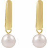 14 Karat Yellow Gold Cultured White Freshwater Pearl Earrings