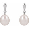 14K White Cultured White Freshwater Pearl Earrings
