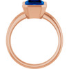 14K Rose Lab-Grown Blue Sapphire Ring
