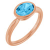 14K Rose Natural Swiss Blue Topaz Ring