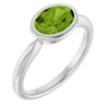 14K White Natural Peridot Ring