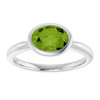14K White Natural Peridot Ring