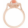 14K Rose Natural Pink Coral & 1/5 CTW Natural Diamond Ring