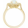 14K Yellow Natural White Opal & 1/5 CTW Natural Diamond Ring