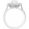 Sterling Silver Natural White Opal & 1/5 CTW Natural Diamond Ring