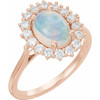 14K Rose Natural Ethiopian Opal & 1/5 CTW Natural Diamond Ring