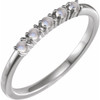 Sterling Silver Natural Rainbow Moonstone Cabochon Stackable Ring
