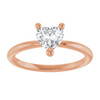 14K Rose Natural White Sapphire Heart Solitaire Ring