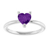 Sterling Silver Natural Amethyst Heart Solitaire Ring
