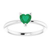 14K White Lab-Grown Emerald Heart Solitaire Ring
