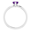14K White Natural Amethyst Heart Solitaire Ring